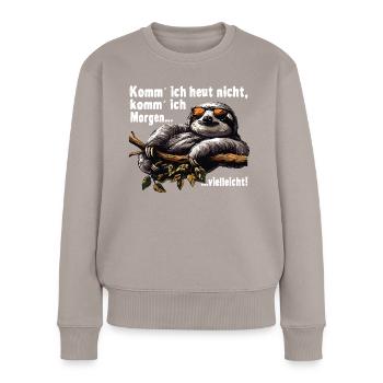 Sloth Office Work Colleague Funny - Women's Premium Organic Jumper - taupe - Front - Julia (174cm)