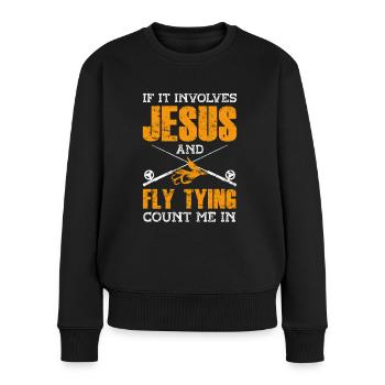 Fliegenbinden Fliegenfischen - Frauen Premium Bio Pullover - Schwarz - Vorne - Julia (174cm)