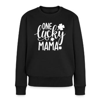 One Lucky Mama - Frauen Premium Bio Pullover - Schwarz - Vorne - Julia (174cm)