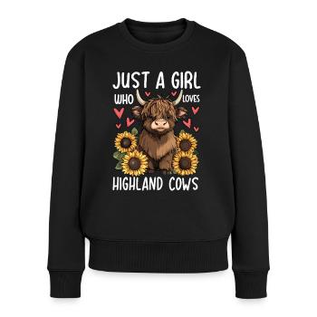 Just a Girl Who Loves Highland Cows - Frauen Premium Bio Pullover - Schwarz - Vorne - Julia (174cm)