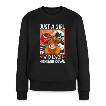 Just a Girl Who Loves Highland Cows - Frauen Premium Bio Pullover - Schwarz - Vorne - Julia (174cm)