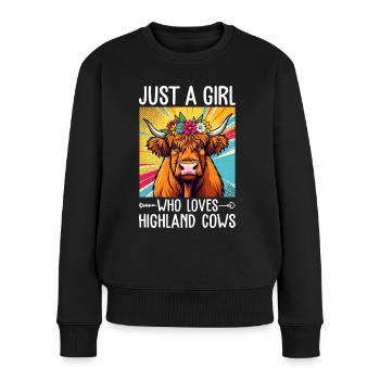 Just a Girl Who Loves Highland Cows - Frauen Premium Bio Pullover - Schwarz - Vorne - Julia (174cm)