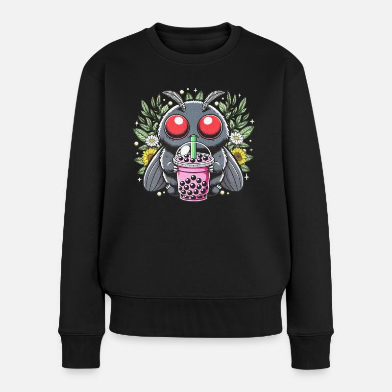 Mothman Bubble Tea - Frauen Premium Bio Pullover - Schwarz