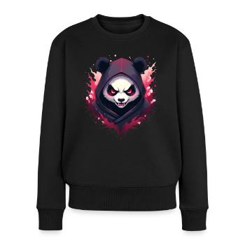 Panda ninja maléfique - Pull Premium bio Femme - noir - Devant - Julia (174cm)