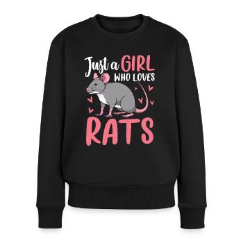 Just A Girl Who Loves Rats - Frauen Premium Bio Pullover - Schwarz - Vorne - Julia (174cm)