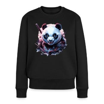 Panda ninja maléfique - Pull Premium bio Femme - noir - Devant - Julia (174cm)