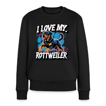Ich Liebe mein Rottweiler - Frauen Premium Bio Pullover - Schwarz - Vorne - Julia (174cm)