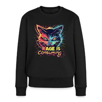 Cat Rage Consumes Me Humor Meme - Frauen Premium Bio Pullover - Schwarz - Vorne - Julia (174cm)