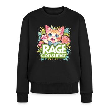 Cat Rage Consumes Me Humor Meme - Frauen Premium Bio Pullover - Schwarz - Vorne - Julia (174cm)