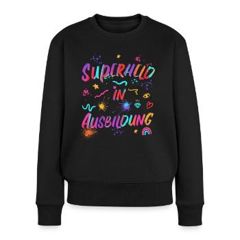 Superheld in Ausbildung - Ich kann das - Frauen Premium Bio Pullover - Schwarz - Vorne - Julia (174cm)