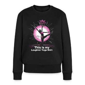 Meditation Lustiges Lachen Yoga - Frauen Premium Bio Pullover - Schwarz - Vorne - Julia (174cm)