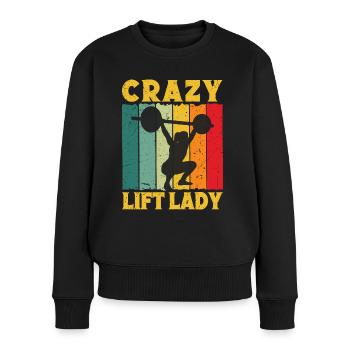 Fitness Motivation Bodybuilder Crazy Lift Lady - Frauen Premium Bio Pullover - Schwarz - Vorne - Julia (174cm)