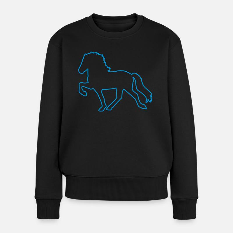 Tölter Outline - Frauen Premium Bio Pullover - Schwarz