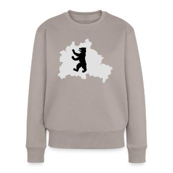 2 col - Berliner Bär Hauptstadt Bundestag - Frauen Premium Bio Pullover - Taupe - Vorne - Julia (174cm)