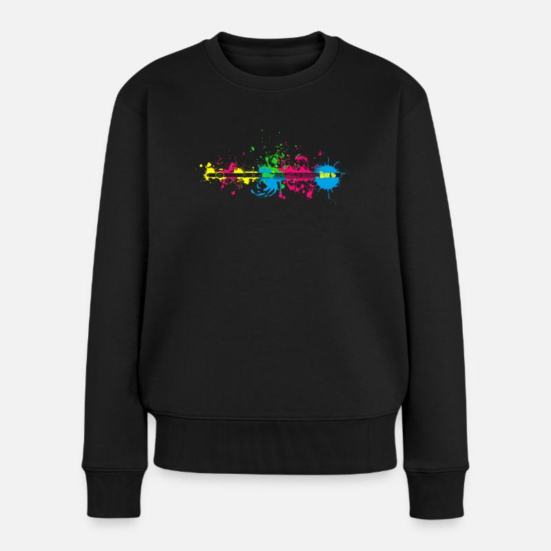 Flöte Querflöte Musiker Geschenke - Frauen Premium Bio Pullover - Schwarz