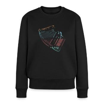 Retro Farben Akkordeon Musiker Geschenkidee - Frauen Premium Bio Pullover - Schwarz - Vorne - Julia (174cm)
