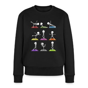 Squelettes de Yoga Halloween - Pull Premium bio Femme - noir - Devant - Julia (174cm)