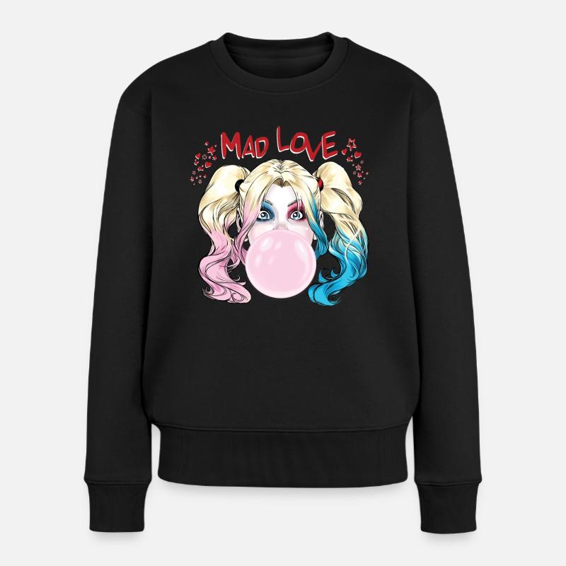 Harley Quinn Mad Love - Frauen Premium Bio Pullover - Schwarz