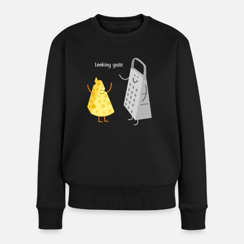 Looking Roste Käse Pun Humor - Frauen Premium Bio Pullover - Schwarz