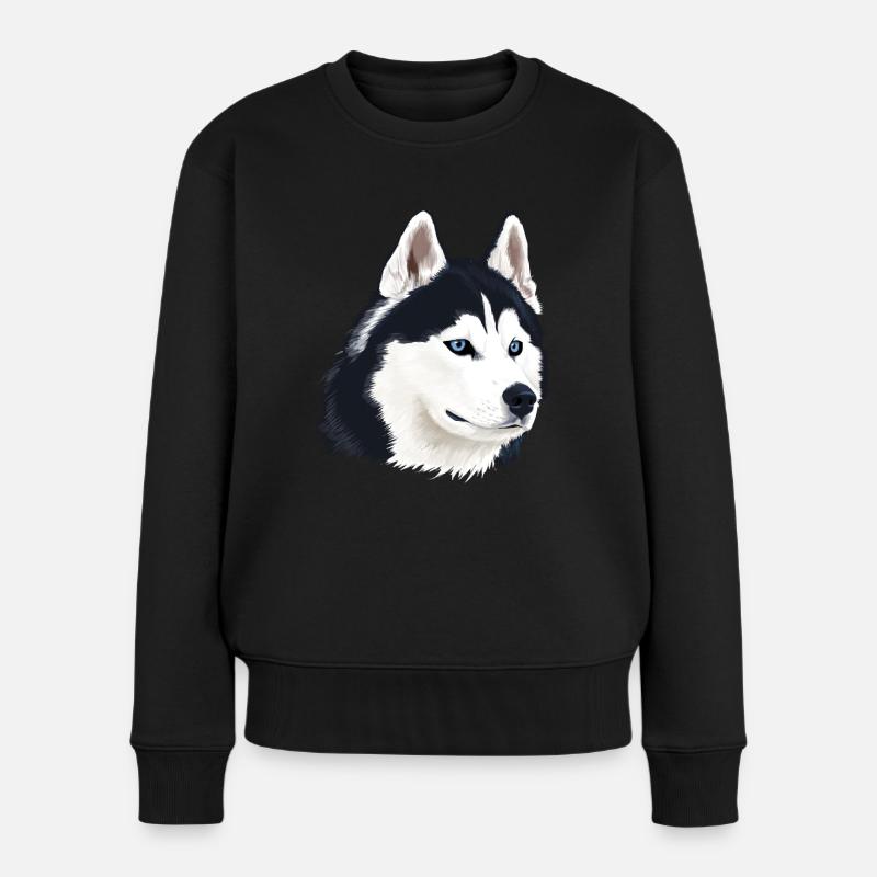 Husky Hund - Frauen Premium Bio Pullover - Schwarz