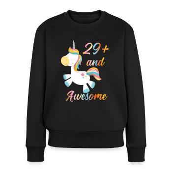 Licorne 29+ anniversaire - Pull Premium bio Femme - noir - Devant - Julia (174cm)