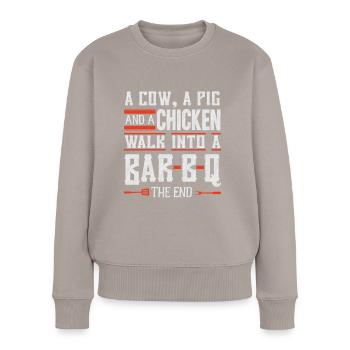 Grillen BBQ - Frauen Premium Bio Pullover - Taupe - Vorne - Julia (174cm)