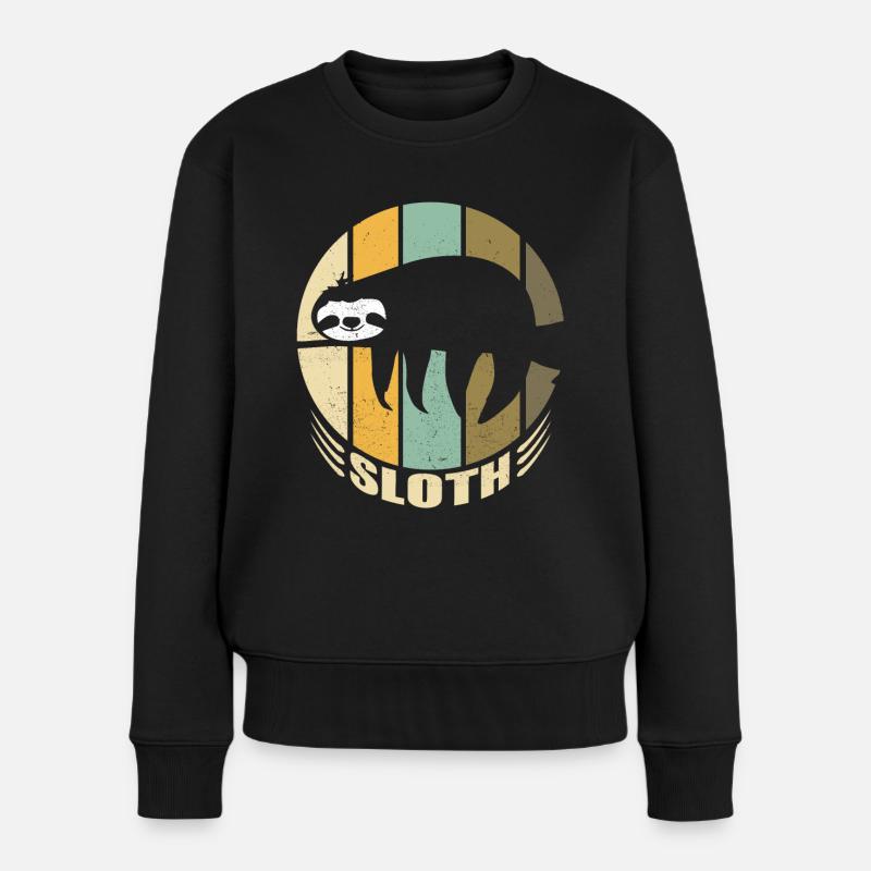 Sloth Retro Faultier lustige Geschenkidee Geschenk - Frauen Premium Bio Pullover - Schwarz