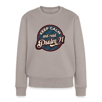 Psalm 91 - Frauen Premium Bio Pullover - Taupe - Vorne - Julia (174cm)