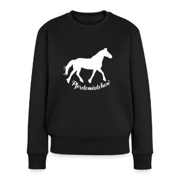 PFERDEMÄDCHEN - Reiter Pferd Motiv - Frauen Premium Bio Pullover - Schwarz - Vorne - Julia (174cm)