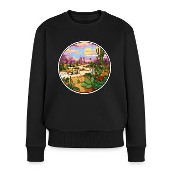 Hippie Cactus Desert Trip - Frauen Premium Bio Pullover - Schwarz - Vorne - Julia (174cm)