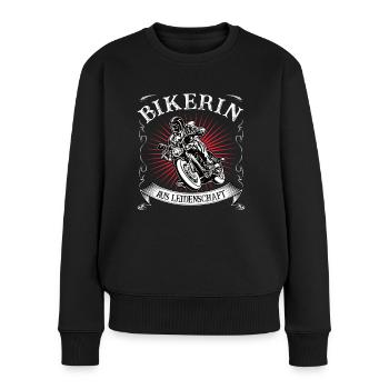 Bikerin aus Leidenschaft Geschenk Motorrad Hobby - Frauen Premium Bio Pullover - Schwarz - Vorne - Julia (174cm)