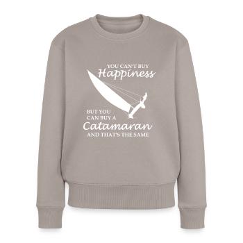 Le bonheur navigue - Pull Premium bio Femme - taupe - Devant - Julia (174cm)