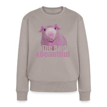 Schönes und kahles Meerschweinchen. Ein dünnes Schweinchen - Frauen Premium Bio Pullover - Taupe - Vorne - Julia (174cm)