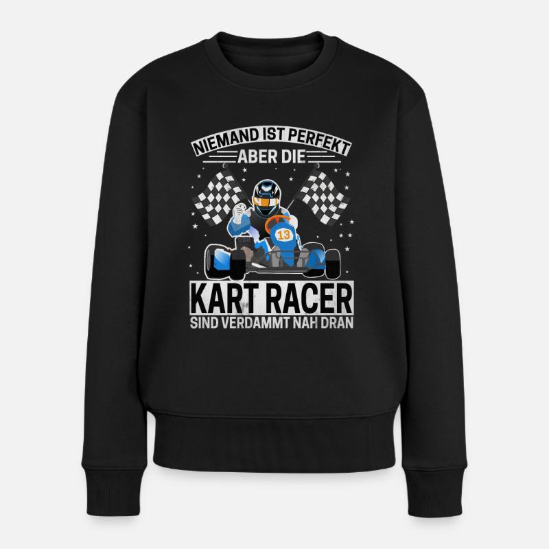Kart rennen Gokartarena Geschenk - Frauen Premium Bio Pullover - Schwarz