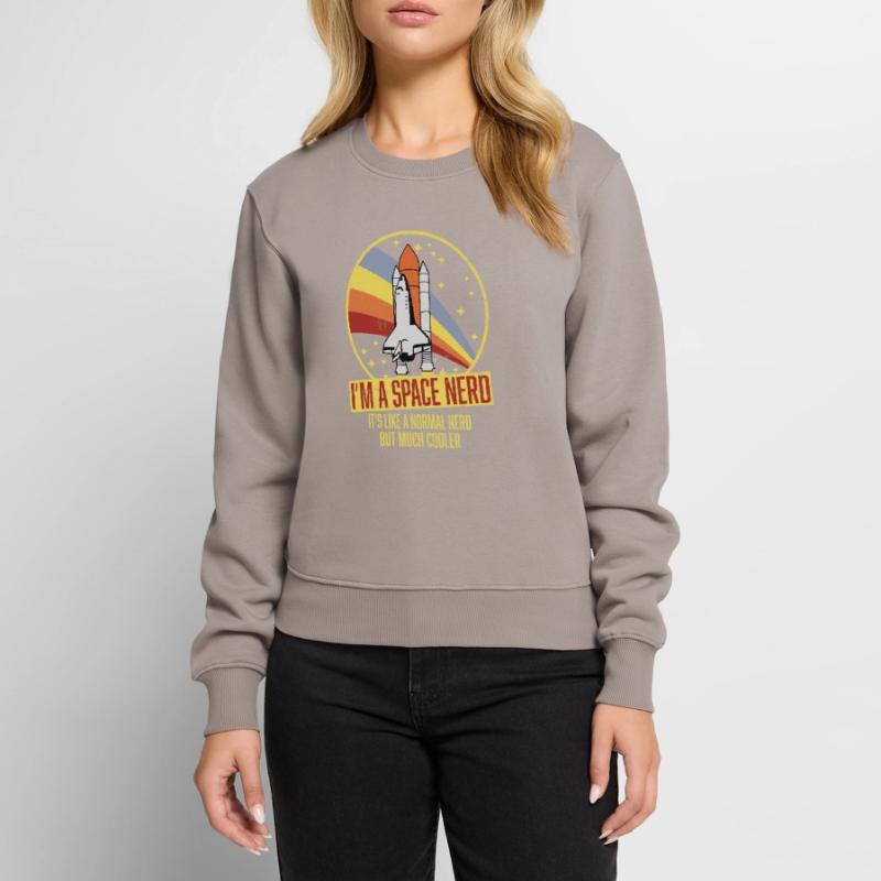 Navette spatiale drôle rétro astronome nerd de l'espace Pull Premium bio Femme