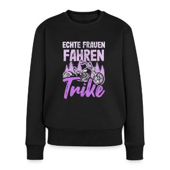 Trike Motorrad Frau - Frauen Premium Bio Pullover - Schwarz - Vorne - Julia (174cm)