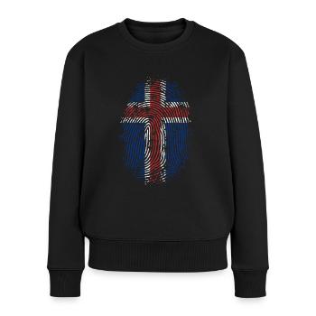 TEAM ICELAND - Frauen Premium Bio Pullover - Schwarz - Vorne - Julia (174cm)