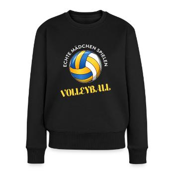 Echte Mädchen spielen Volleyball - Frauen Premium Bio Pullover - Schwarz - Vorne - Julia (174cm)