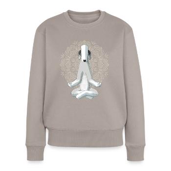 Bedlington Terrier Hund Meditation - Frauen Premium Bio Pullover - Taupe - Vorne - Julia (174cm)