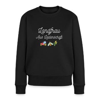 Landfrau aus Leidenschaft lustiges Geschenk - Frauen Premium Bio Pullover - Schwarz - Vorne - Julia (174cm)