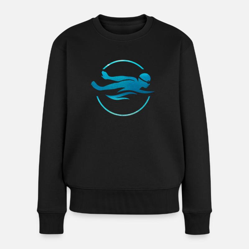 Schwimmer Schwimmen - Frauen Premium Bio Pullover - Schwarz
