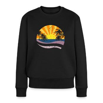 Palm trees and sun - vacation in summer - Women's Premium Organic Jumper - black - Front - Julia (174cm)