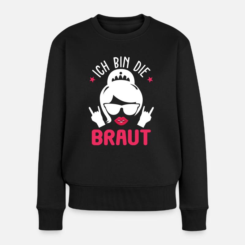 Rocker Braut Junggesellinnenabschied Hochzeitspart - Frauen Premium Bio Pullover - Schwarz