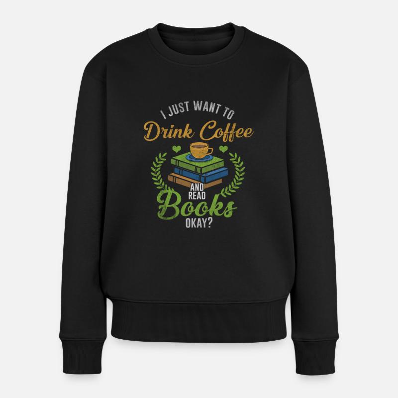 Buch - Frauen Premium Bio Pullover - Schwarz
