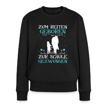 Pferde Mädchen Geschenk - Frauen Premium Bio Pullover - Schwarz - Vorne - Julia (174cm)