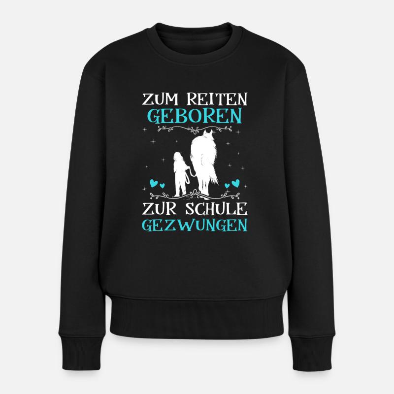 Pferde Mädchen Geschenk - Frauen Premium Bio Pullover - Schwarz
