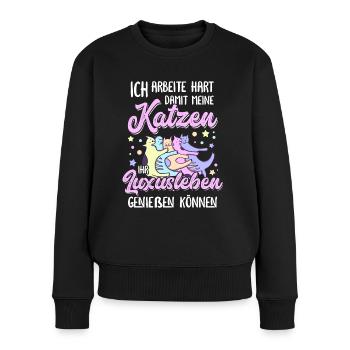 Katzenmama Katzen Spruch Katzenliebhaber Geschenk - Frauen Premium Bio Pullover - Schwarz - Vorne - Julia (174cm)