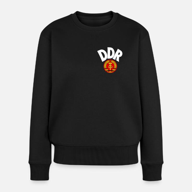 DDR Fussballtrikot - Frauen Premium Bio Pullover - Schwarz