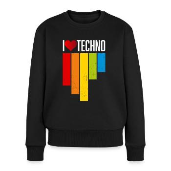 I love Techno - Frauen Premium Bio Pullover - Schwarz - Vorne - Julia (174cm)