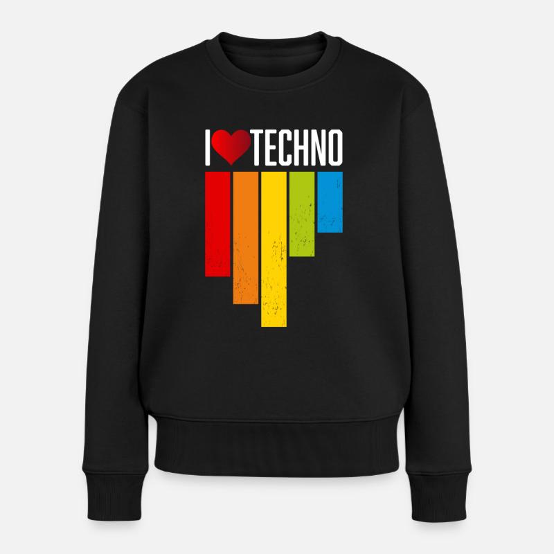 J’aime la techno - Pull Premium bio Femme - noir